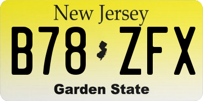 NJ license plate B78ZFX