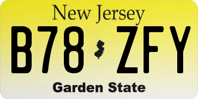 NJ license plate B78ZFY