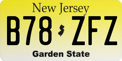 NJ license plate B78ZFZ