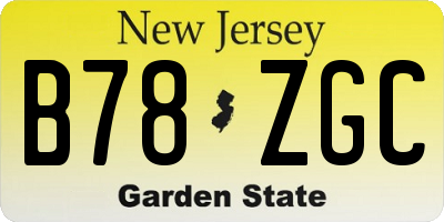NJ license plate B78ZGC