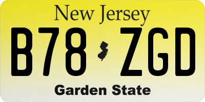 NJ license plate B78ZGD