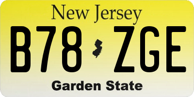 NJ license plate B78ZGE