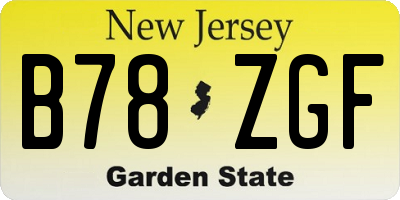 NJ license plate B78ZGF