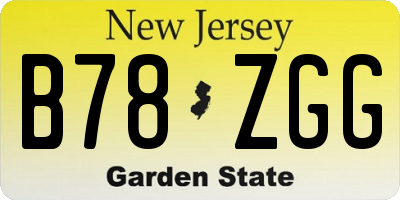 NJ license plate B78ZGG