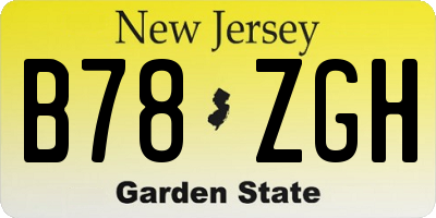 NJ license plate B78ZGH