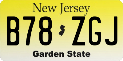 NJ license plate B78ZGJ