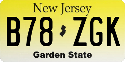 NJ license plate B78ZGK