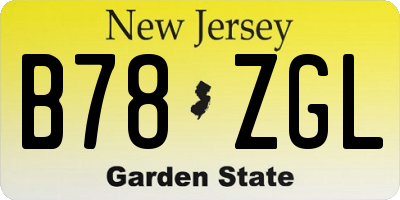 NJ license plate B78ZGL