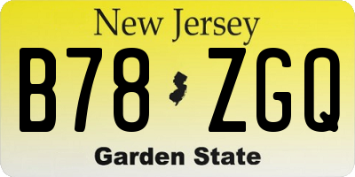 NJ license plate B78ZGQ