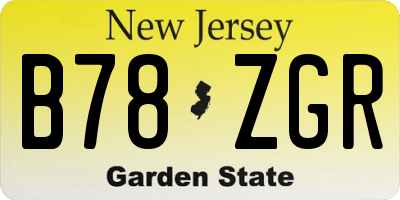 NJ license plate B78ZGR