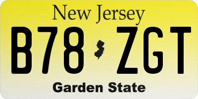 NJ license plate B78ZGT