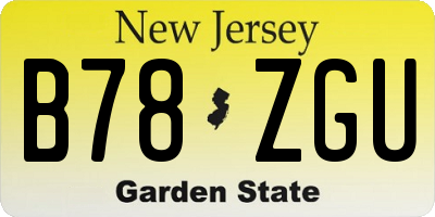 NJ license plate B78ZGU