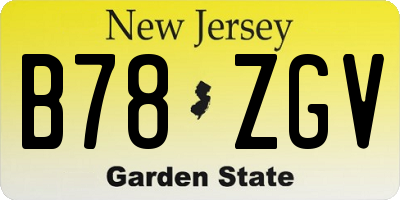 NJ license plate B78ZGV