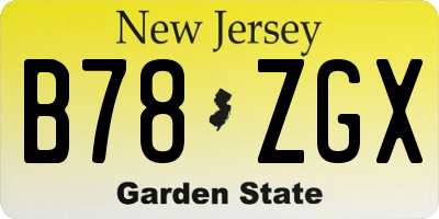 NJ license plate B78ZGX