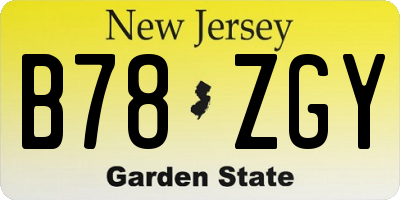 NJ license plate B78ZGY