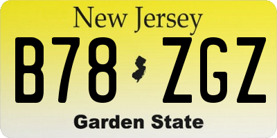 NJ license plate B78ZGZ