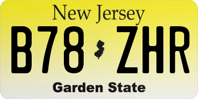 NJ license plate B78ZHR