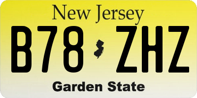 NJ license plate B78ZHZ