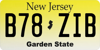 NJ license plate B78ZIB