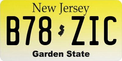 NJ license plate B78ZIC
