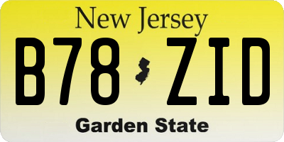 NJ license plate B78ZID