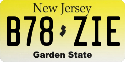 NJ license plate B78ZIE