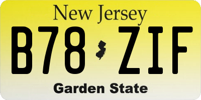 NJ license plate B78ZIF