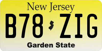 NJ license plate B78ZIG
