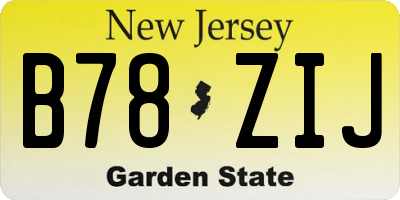NJ license plate B78ZIJ