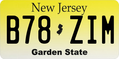 NJ license plate B78ZIM