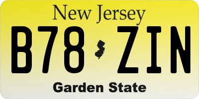NJ license plate B78ZIN