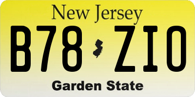 NJ license plate B78ZIO