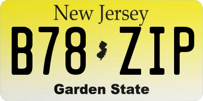 NJ license plate B78ZIP