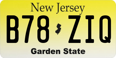 NJ license plate B78ZIQ