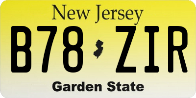 NJ license plate B78ZIR