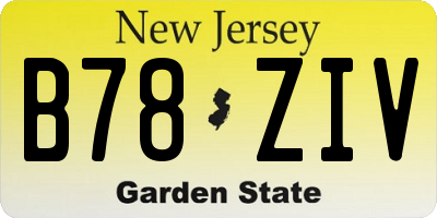 NJ license plate B78ZIV