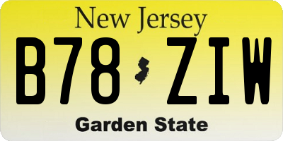 NJ license plate B78ZIW