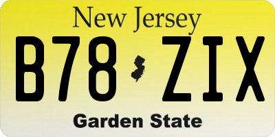 NJ license plate B78ZIX