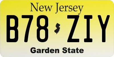 NJ license plate B78ZIY