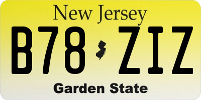 NJ license plate B78ZIZ