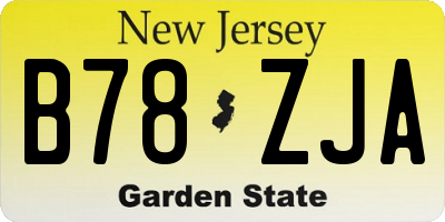 NJ license plate B78ZJA