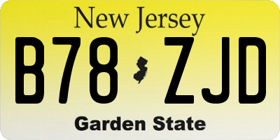NJ license plate B78ZJD