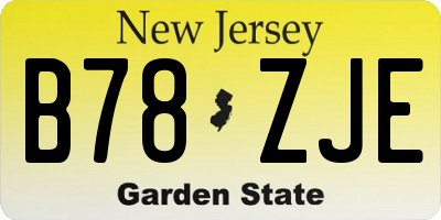 NJ license plate B78ZJE