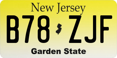 NJ license plate B78ZJF