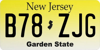 NJ license plate B78ZJG