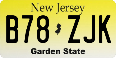 NJ license plate B78ZJK