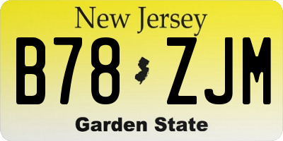 NJ license plate B78ZJM