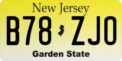 NJ license plate B78ZJO
