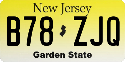 NJ license plate B78ZJQ