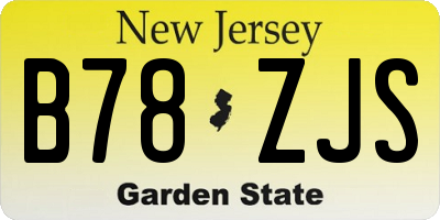 NJ license plate B78ZJS